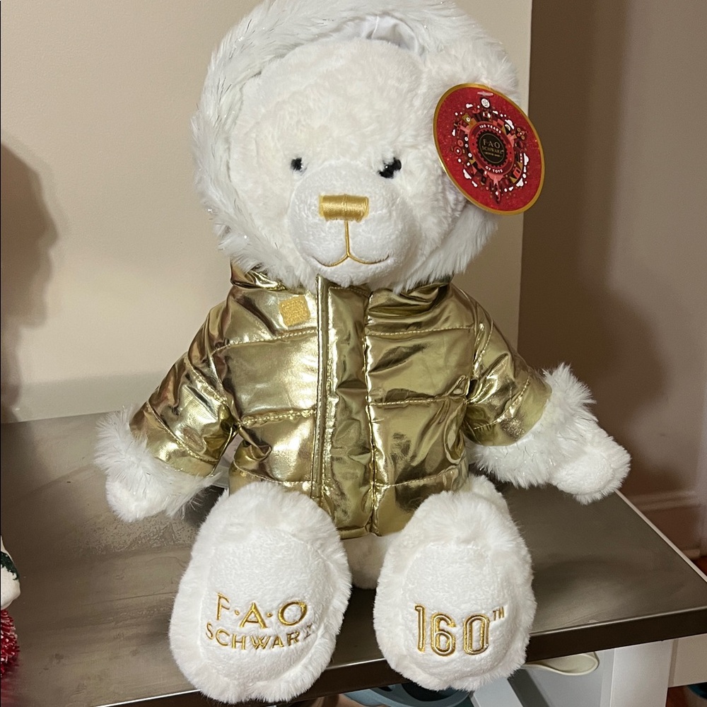 FAO Schwarz Plush Bear with Gold Jacket